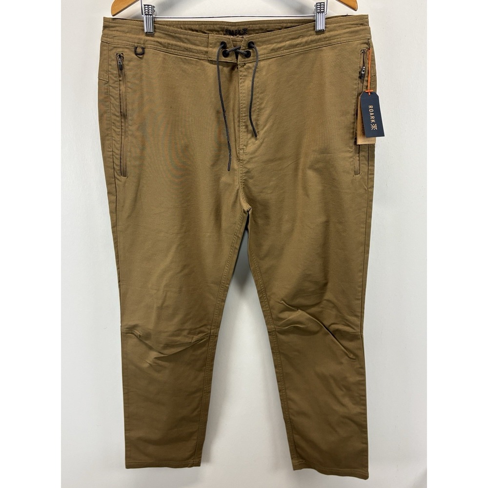 NEW! Roark Layover 2.0 Travel Utility Pant Mens 38x31 Brown Commuter Hiking Tie
